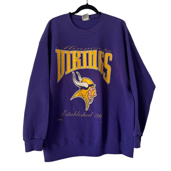 Nutmeg Other - Vintage 1995 Minnesota Vikings NFL Purple Sweatshirt By Nutmeg USA XL (stain)